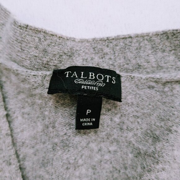 Talbots Sweater Women's Petite Gray Cardigan Wool/Angora Sequin Long Sleeve - Picture 4 of 4